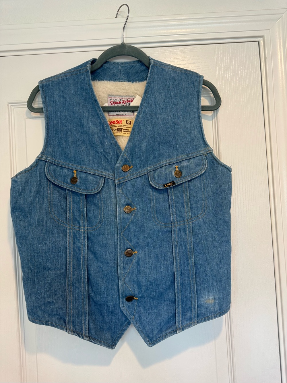 Lee Blue Denim Sherpa-Lined Vest
